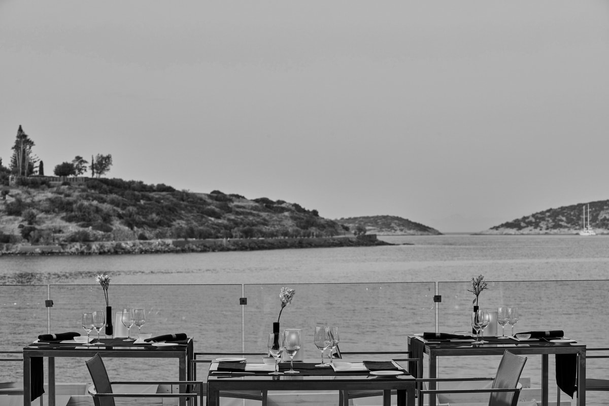 Waterfront table at dusk